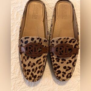 Ralph Lauren BRYNN Leopard Print Mules 9